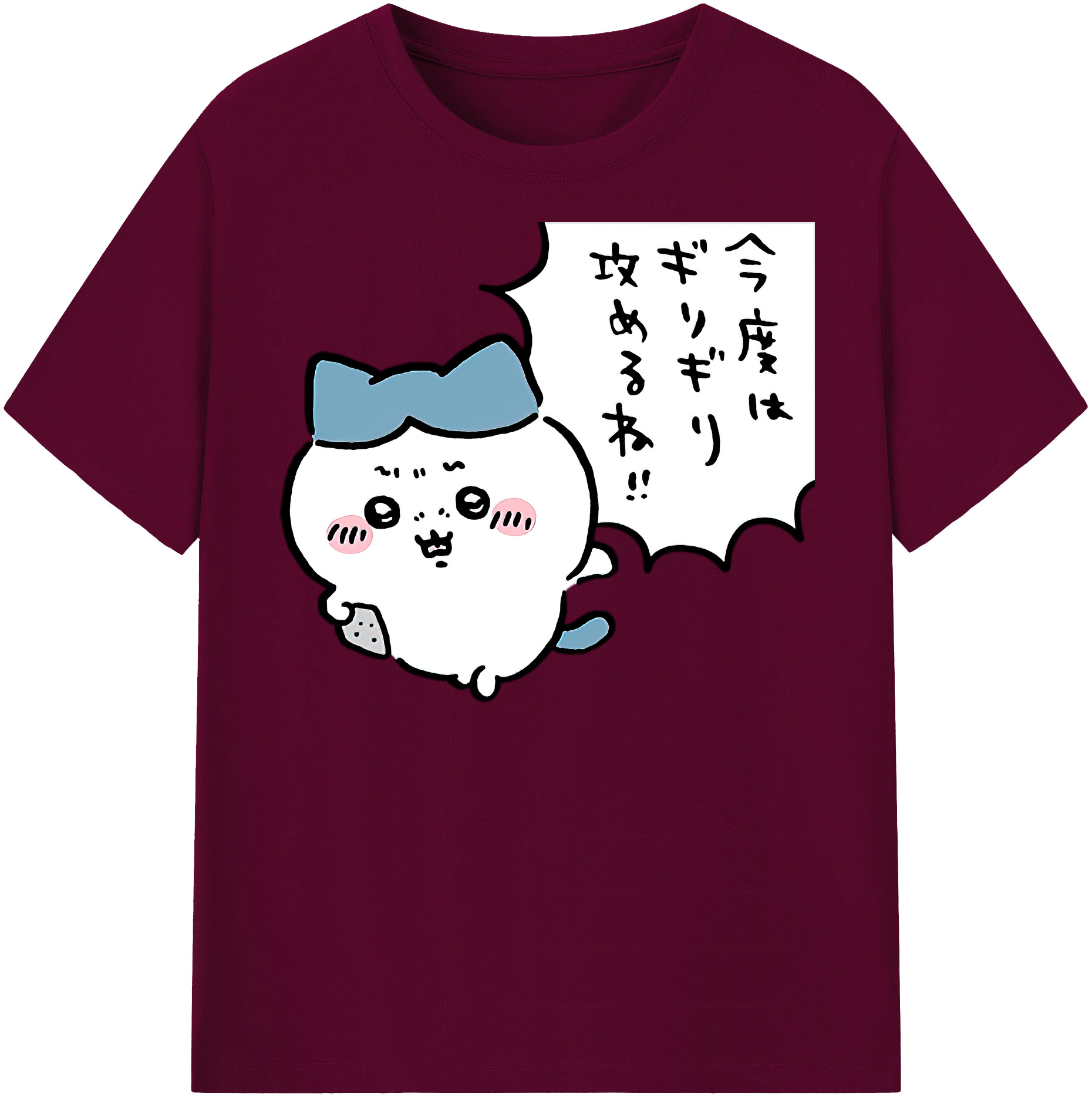 （画像用） ちいかわ ハチワレ Chii-kawa hachiware レディースカジュアルプリントTシャツ（綿100％）